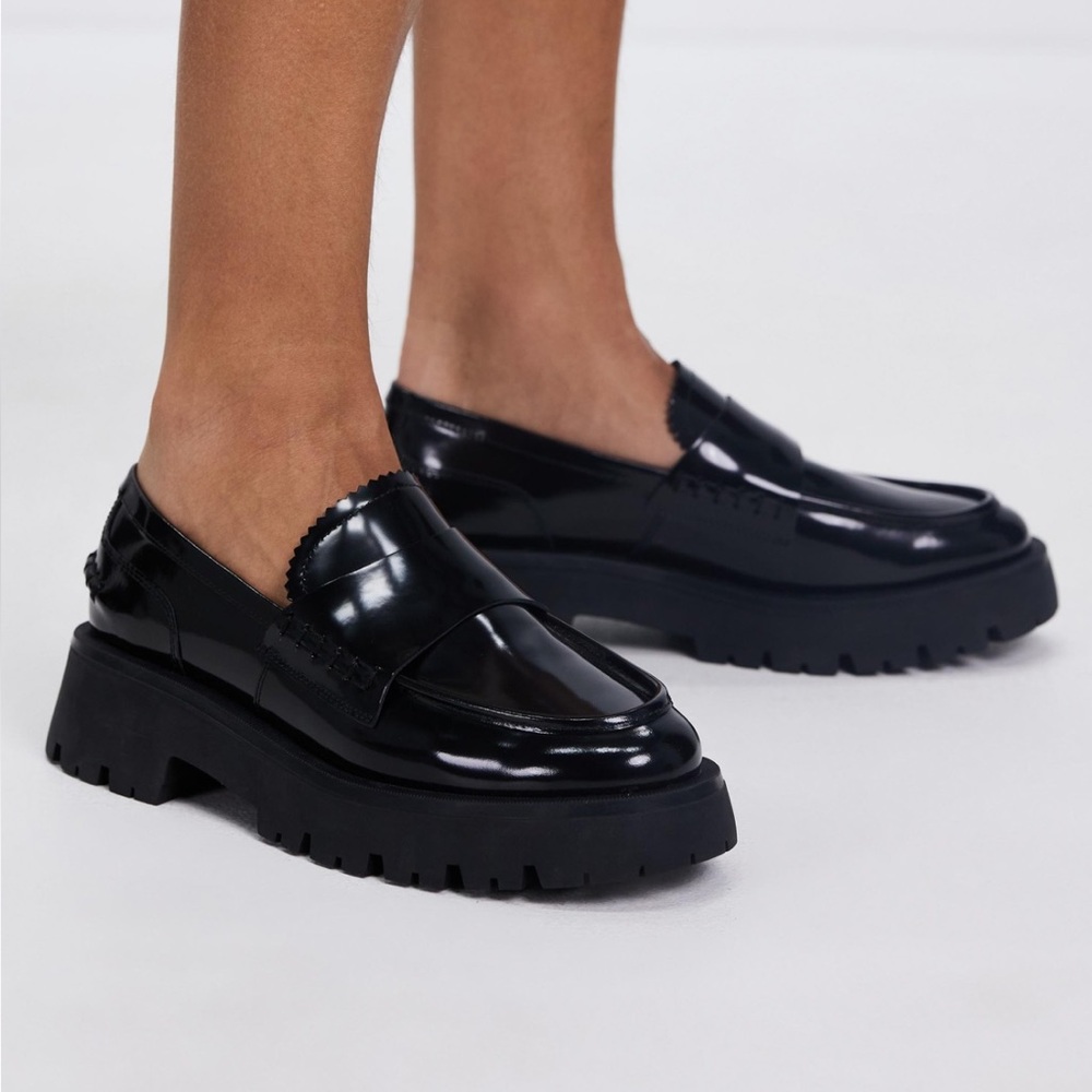 Black Chunky Loafers for Women